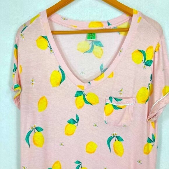 🔥 3/$15 🔥 Honeydew Night Shirt Lemon Print Whimsy Summer Modest College Dorm M - Picture 4 of 7